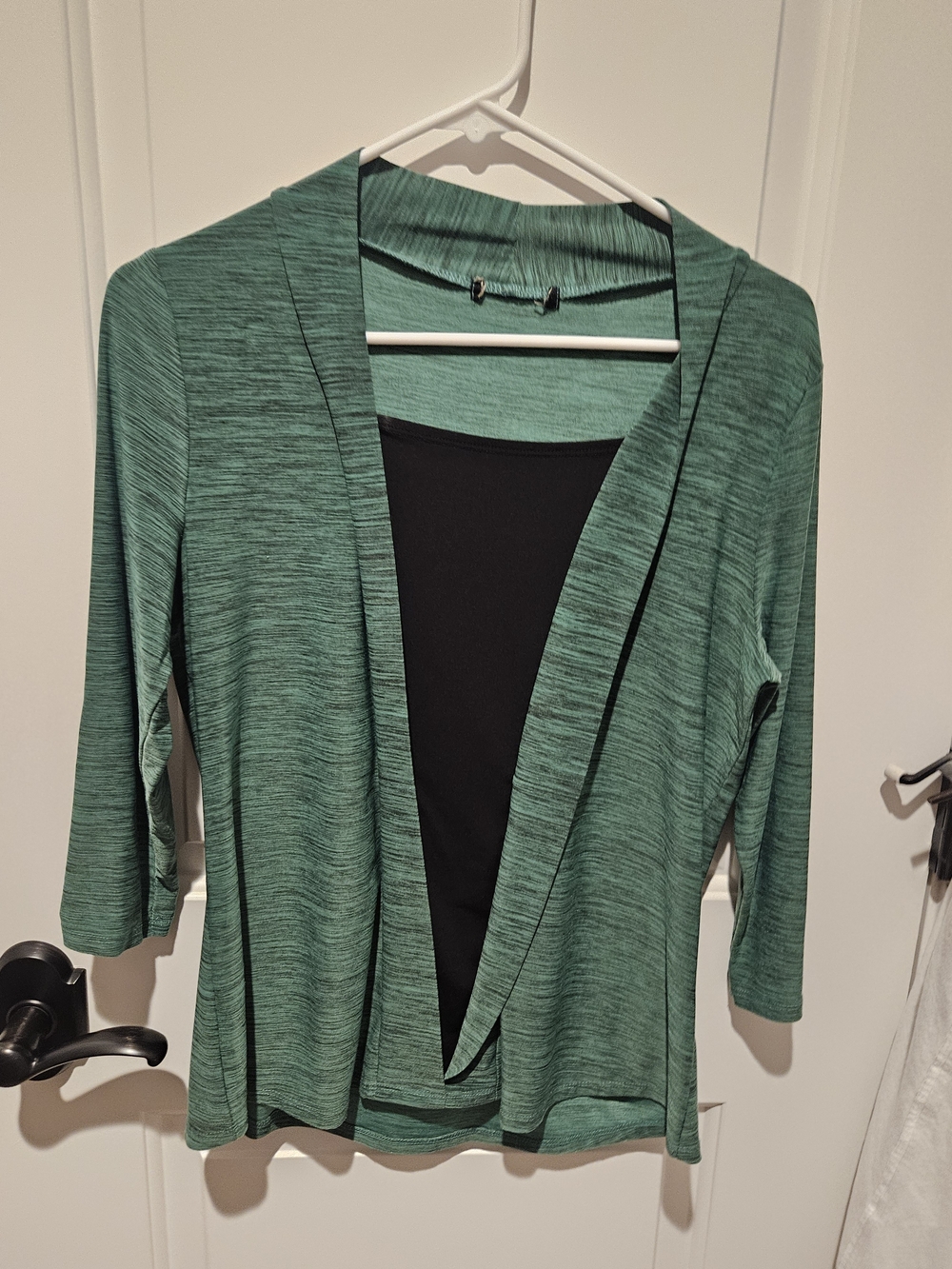 Apt. 9 Green Open Front Layered-Look Blouse